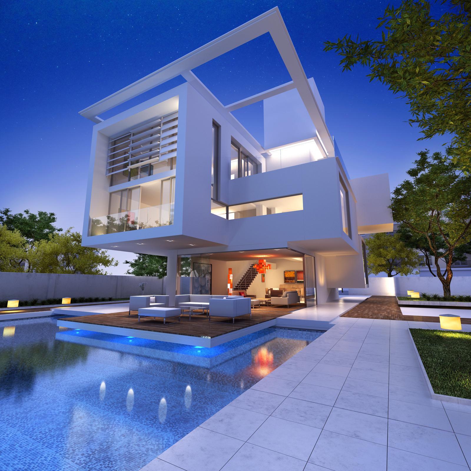 Minimalist house facade with geometric elements